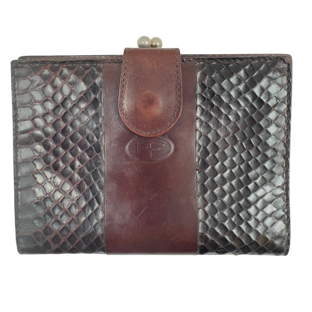Dueffe Roma / Due Effe Snakeskin‎ Wallet Vintage Italian Leather Kiss Lock MCM